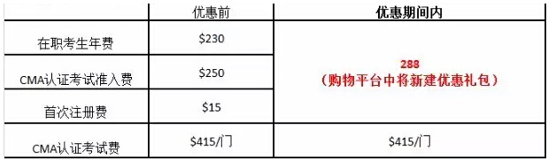 2017年7月CMA考試優(yōu)惠價格